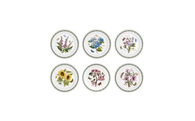  Botanic Garden Dinner Plates, Assorted Set of 6 – White