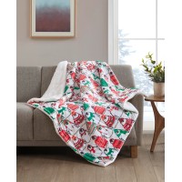 Premier Comfort Holiday Printed Velvet to Sherpa Throw, 50″ x 60″