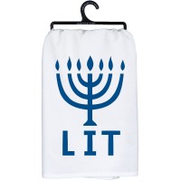 Primitives by Kathy Kitchen Chanukah Dish Towel Lit, White, 28×28