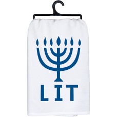 Primitives by Kathy Kitchen Chanukah Dish Towel Lit, White, 28×28