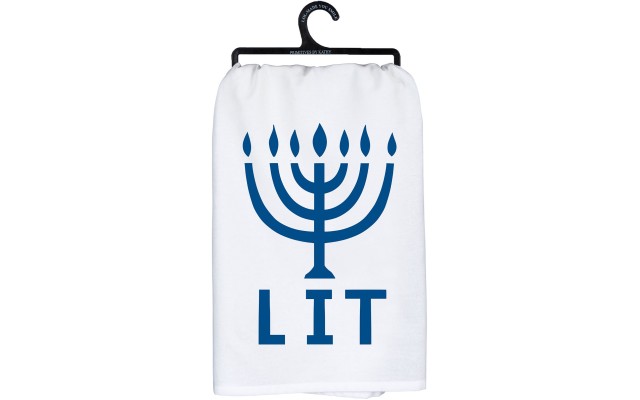  Kitchen Chanukah Dish Towel Lit, White, 28×28