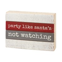 Primitives by Kathy Slat Box Sign – Party ,8×6 Inches, Red/Gray/White