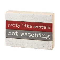 Primitives by Kathy Slat Box Sign – Party ,8×6 Inches, Red/Gray/White