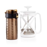 Primula Coffee Brew & Go Set  12oz Thermal Tumbler and 6 Cup Coffee Press, Bronze