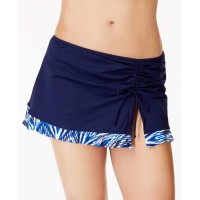 Profile by Gottex Profile Printed Ruched Swim Skirt (Navy, 10)