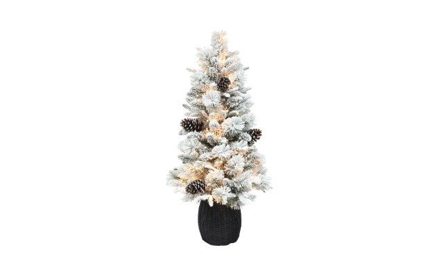  3.5′ Pre-Lit Flocked Artificial Christmas Tree, White