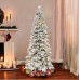 Puleo 7.5″ Pre-Lit Flocked Slim Montville Spruce Artificial Christmas Tree