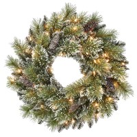 Puleo International 24-in. Pre-Lit Snowy Wreath, Green