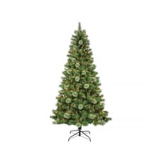 PULEO Pre-Lit Western Pine Artificial Christmas Tree with Glitter, 8′