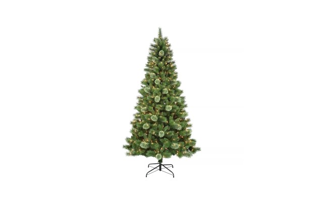  Pre-Lit Western Pine Artificial Christmas Tree with Glitter, 8′