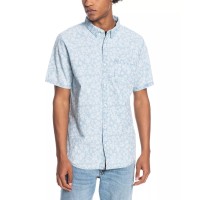 Quiksilver Men’s Axwell Short Sleeve Shirts, Light Blue, Small