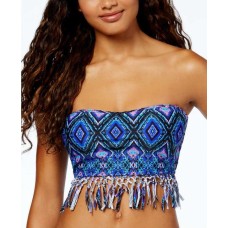 Raisins In Your Dreams Bali Fringe Bikini Top Swimsuit (Blue, Small)