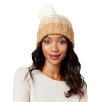Rampage Women’s Colorblock Cable Knit Beanie Hats, Brown/Multi, One Size