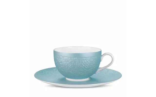  Mineral Irise Tea Cup and Saucer Plate, Sky Blue,, Sky Blue, 8.5 oz
