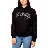 Rebellious One Juniors Los Angeles Graphic Pullover Hoodies, Black, Small