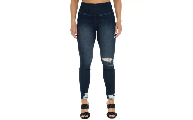  Juniors’ Real Curve Ripped Jeggings, Blue, 5