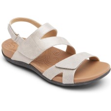 Rockport Women’s Adjustable Strap Flat Sandal, Metallic, 9.5