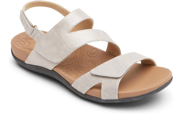  Women’s Adjustable Strap Flat Sandal, Metallic, 9.5