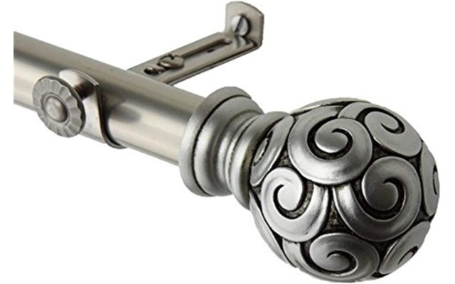  Window Decorative Drapery Hardware Bonbon Curtain Rod, Satin Nickel, 48-84″