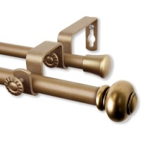 Rod Desyne Yolanda 5/8″ Double Curtain Rod 28″-48″,  Antique Gold
