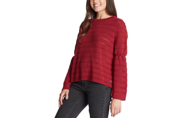  Juniors’ Aloha Band Sweater, Burgundy/S