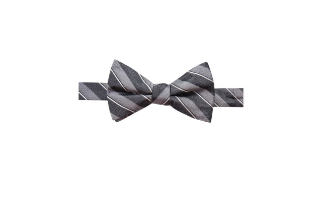  Distinction Men’s Matera Stripe Pre-Tied Bow Ties, Dark Gray