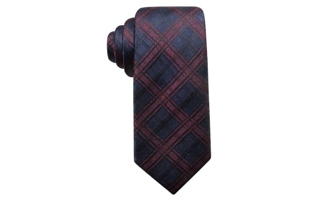  Distinction Men’s Pienza Plaid Slim Silk Ties, Pink