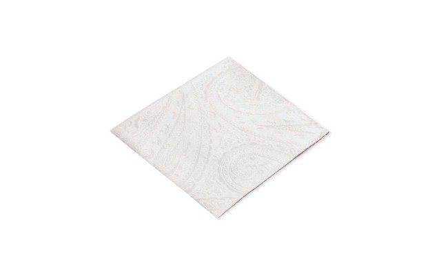  Distinction Men’s Solid Paisley Silk Pocket Square, Natural