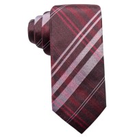 Ryan Seacrest Distinction Men’s Turn Plaid Silk Woven Slim Ties, Red