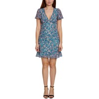 Sage Collective Women’s Petite Floral-Print A-Line Dress, Blue/White, 10P