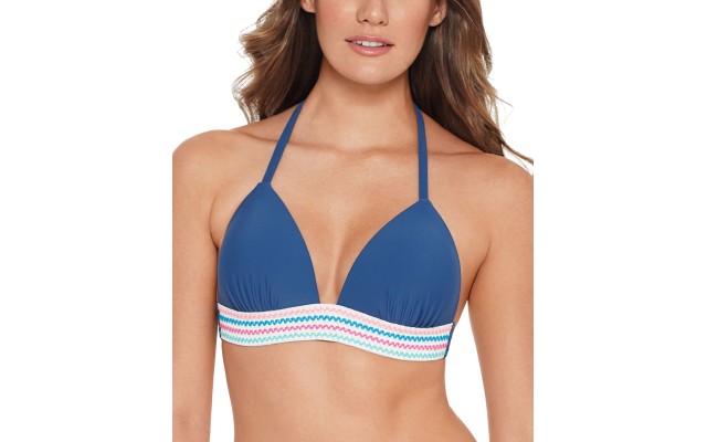  Juniors’ Banded Push-Up Halter Bikini Top, Slate, X-Large
