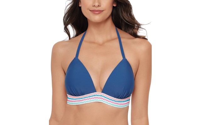  Juniors’ Banded Push-Up Halter Bikini Top, X-Small, Navy