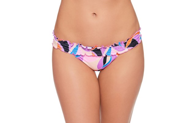  Juniors’ Kaleidescope Smocked Bikini Bottoms, Large, Multicolor