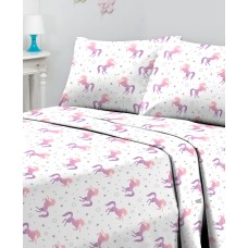 Sanders Printed Microfiber 3 Pc. Sheet Set, Twin Bedding, Purple
