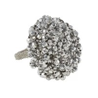 Saro Lifestyle Napkin Ring Holders with Chunky Beads Design, Silver
