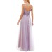  Women’s Spaghetti Strap V Neck Full-Length Ballgown Dress, Purple, 9