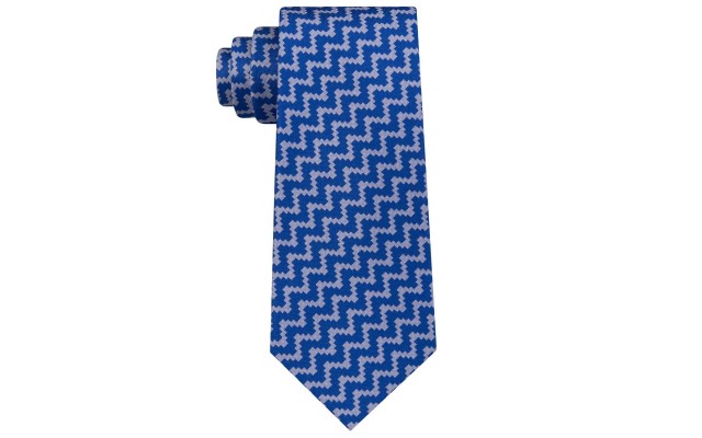  Men’s Angular Herringbone Silk Tie (Bright Blue)