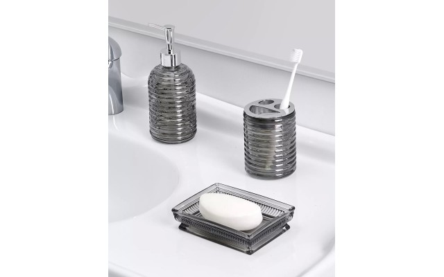 Grey Ribbed 3-Piece Accessory Set Bedding, Grey