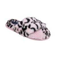 Sg Company, Leopard Faux Fur Crossband Slippers,  L (9-10)