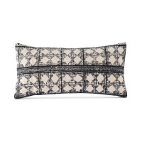 Shiraleah Hand-loomed Rug Material Pillow, Black, 24×12