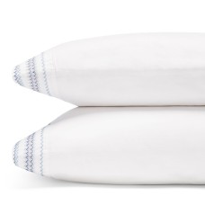 Sky Chevron Embroidered King Pillowcase, Pair, 100% Cotton Sateen
