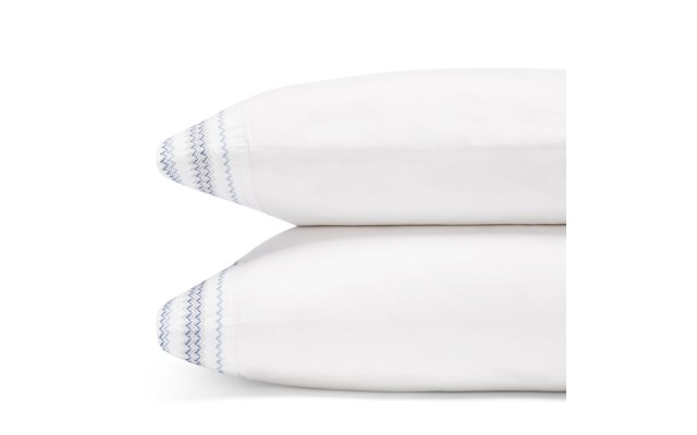  Chevron Embroidered King Pillowcase, Pair, 100% Cotton Sateen