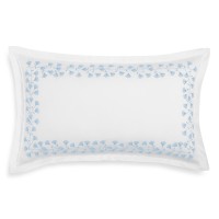 Sky Floral Embroidered Decorative Pillow, Blue, 14 x 24
