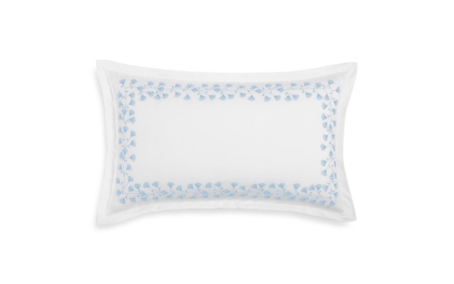  Floral Embroidered Decorative Pillow, Blue, 14 x 24