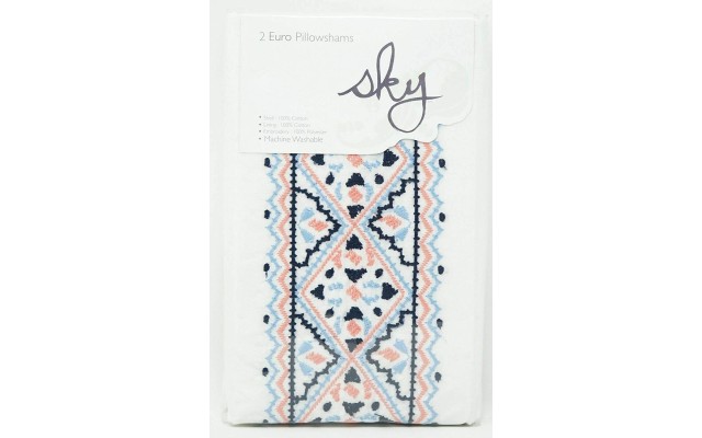  Home Bedding Azteca 2 pack Pillow Sham, White/Multi, 26 x 26 Euro