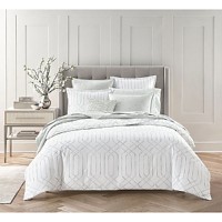 Sky Textured Trellis Duvet Cover Set, Twin, Grey