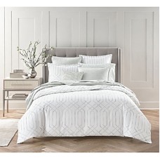 Sky Textured Trellis Duvet Cover Set, Twin, Grey