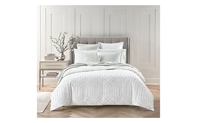  Textured Trellis Duvet Cover Set, Twin, Grey