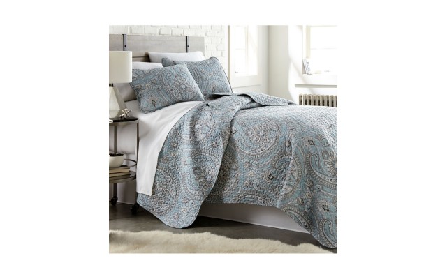  Classic Paisley 3-Piece Quilt and Sham Set Bedding, King/California King, Blue