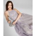  Womens Applique-Lace Halter Ball Gown, Lavender/3